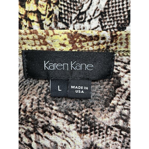 Y2K Mob Wife Look Sheer Reptile Print Mesh Top Long Sleeve Old Money Large - Picture 7 of 10